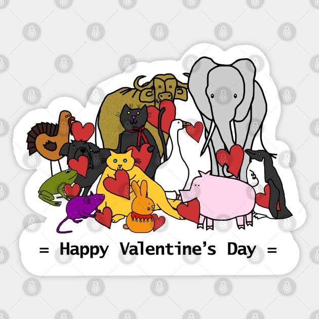 Happy Valentines Day from These Cute Animals Sticker by ellenhenryart